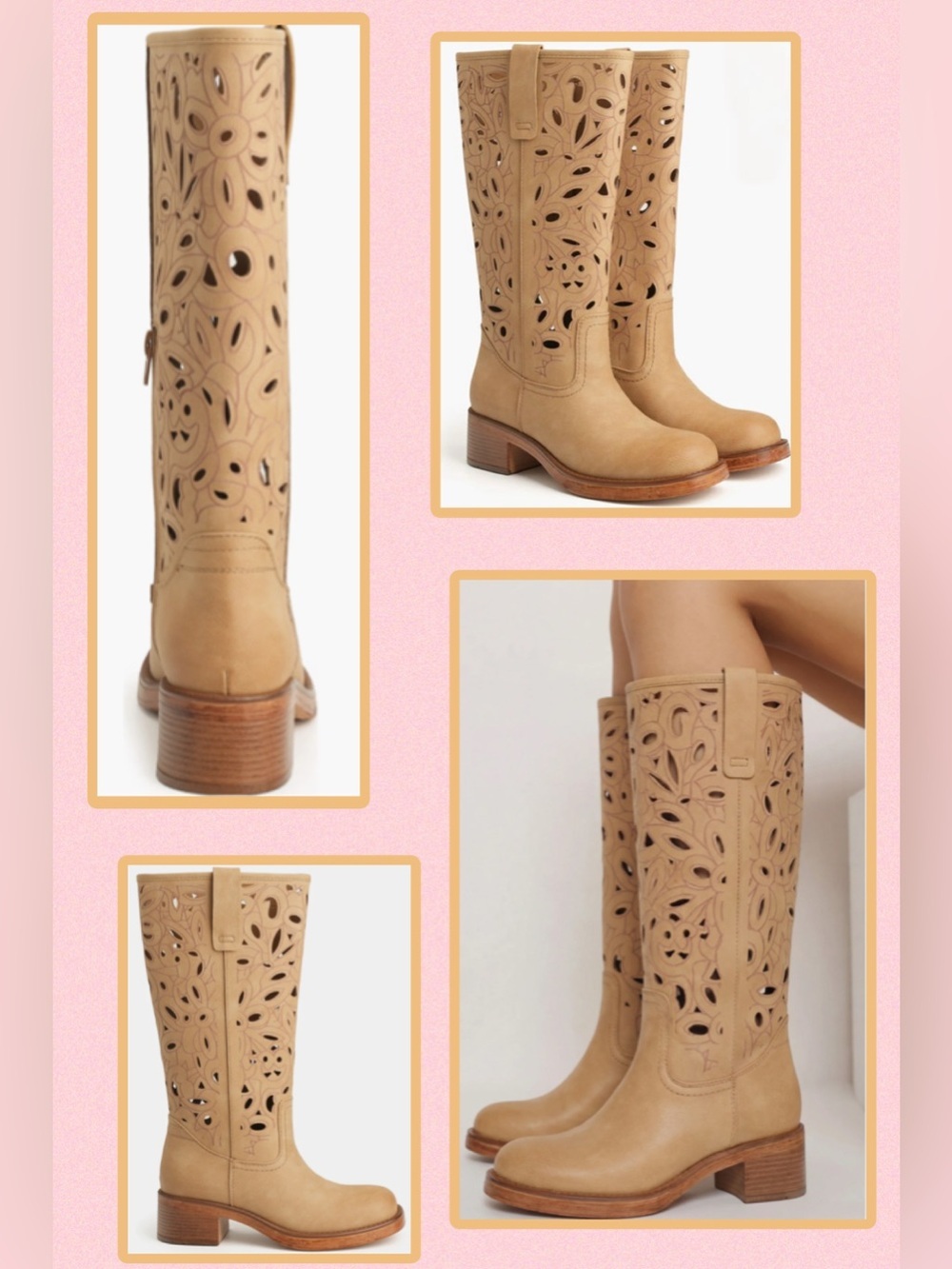 NWT New York & Company Curtis Camel Cutout chunky heel Tall Boots Sz 7.5 Campus - Picture 3 of 16